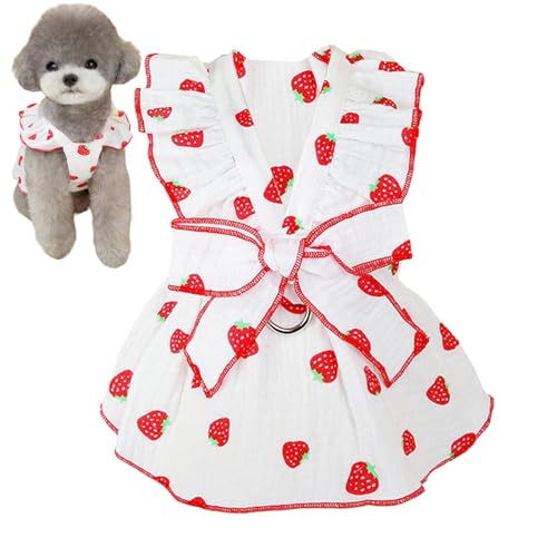 Hundegeschirr für kleine Hunde, florales Design, atmungsaktives Kleid mit Fliege und Kordelzug für kleine Hunde, Katzen, Mädchen, Welpen von Povanjer