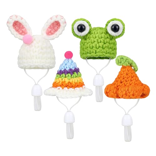 Hut für kleine Tiere, Frosch, Hase, Regenbogen-Karotte, niedlicher Haustierhut, Partykleidung, Kostüm-Zubehör für kleine Tiere, Reptilien, Vögel, Zuckergleiter von Povanjer