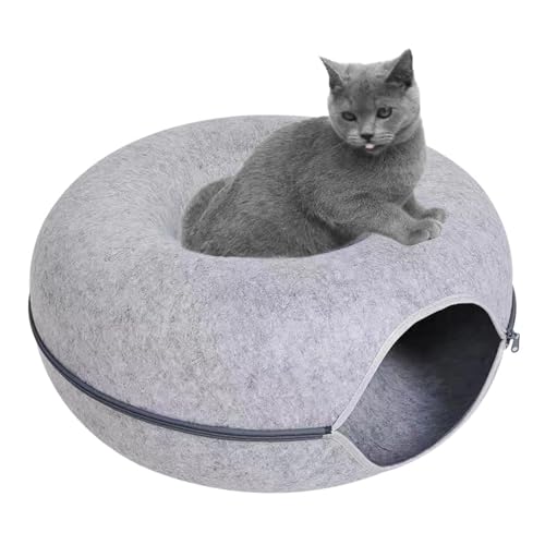 Katzentunnel Aus Filz Katzenbett Rund Katzen Höhle Katzen Tunnel Donut Tunnelbett Für Katzen Donut Katzen Bett Spiele Donut Filztunnel Multifunktionales Katzenspielzeug Spielzeug Versteckzelt von Povanjer