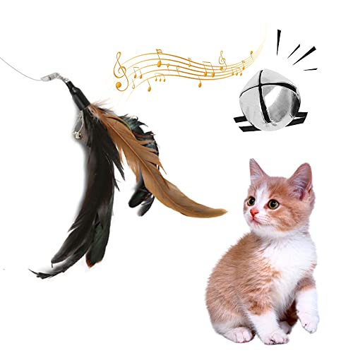 Povanjer Cat Feather Teaser Zauberstab Spielzeug | Freihändiges Auto-Interaktives Katzenspielzeug mit Glocke - Natürliches Federball-Spielzeug für den Innenbereich, Indoor-Tanzen für Haustiere, das von Povanjer