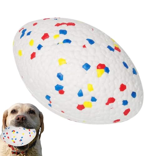 Povanjer Kauball für Hunde, Kauspielzeug für Hunde - Quietschendes Fußball-Hundespielzeug aus Gummi | Robustes, leicht zu reinigendes, langlebiges, interaktives Kauspielzeug für Hunde zur von Povanjer