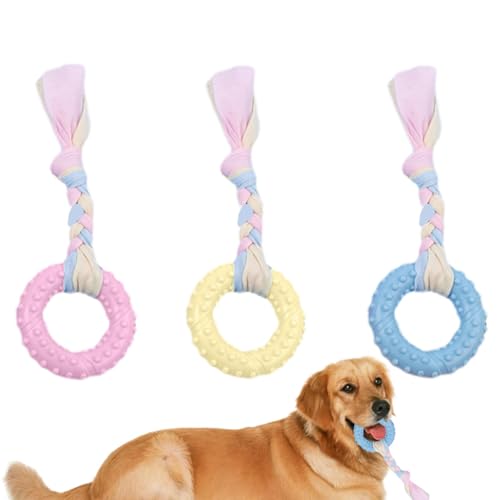 Povanjer Kleine Hunde Beißspielzeug, Hund Kauspielzeug zum Zahnen, Hund Zähne Reinigung Spielzeug, Interaktives Hundespielzeug, Wiederverwendbarer Welpe Beißring für 2-8 Monate Hunde von Povanjer