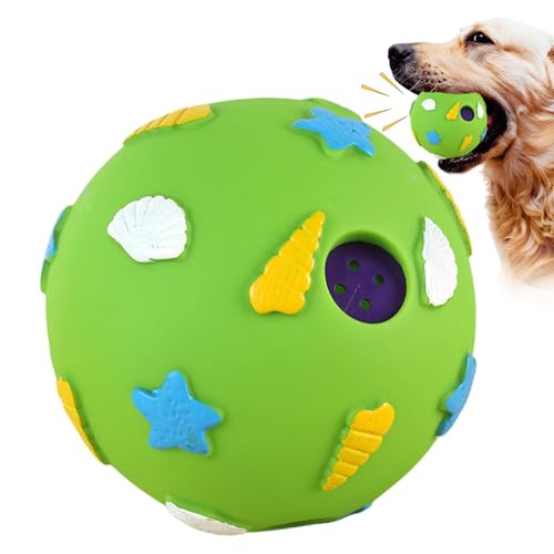 Povanjer Quietschender Hundeball – Hundespielzeug mit Backenzähnen, Zahnreinigungsspielzeug mit sechs kleinen Löchern für kleine und mittelgroße Hunde von Povanjer
