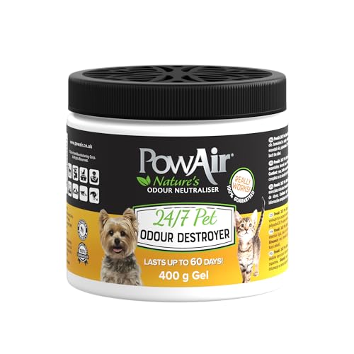 PowAir Pet Odor Destroyer Gel - Natürlicher Geruchsneutralisierer für Katzen- und Hundegerüche, Haustier sicher und langlebig, beseitigt Haustiergerüche für bis zu 60 Tage (400g) von PowAir