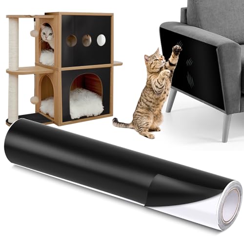 Katzen Kratzschutz Folie, Kratzschutz für Katzen, Selbstklebend Kratzschutzfolie Transparent, Kratzfolie Anti Kratz Tape für Möbel Couch Sofa Wand Tür Schutz (blac-30cmx5m) von Powmag