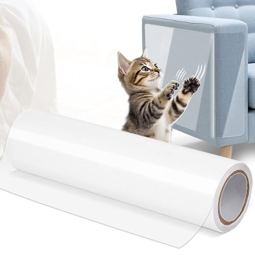 Katzen Kratzschutz Folie, Kratzschutz für Katzen, Selbstklebend Kratzschutzfolie Transparent, Kratzfolie Anti Kratz Tape für Möbel Couch Sofa Wand Tür Schutz(20 cm x 3 m) von Powmag