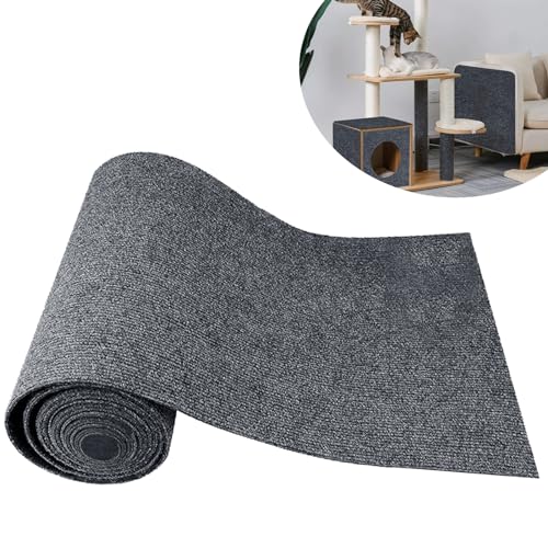 Kratzmatte Katzen Wand Selbstklebend, 200cmx40cm Kratzwand für Katzen Sofa, Kratzbretter Katze Wand Grau, DIY Trimmbarer Teppich Katzenkratzbretter, Katzenteppich für Kratzbaum von Powmag