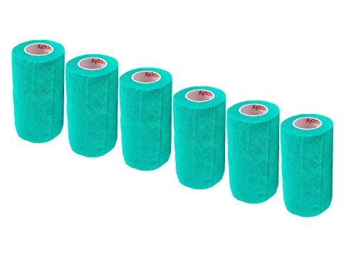 3 Inch Vet Wrap Tape Bulk (Teal) (Pack of 6) Self Adhesive Adherent Adhering Flex Bandage Rap Grip Roll for Dog Cat Pet Horse von Prairie Horse Supply