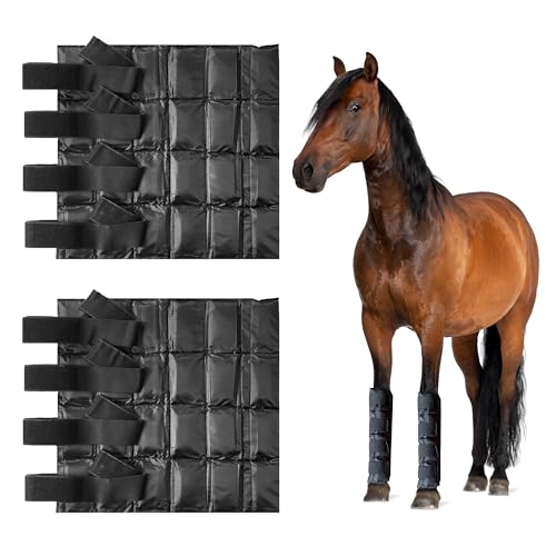 Prairie Horse Supply Strapazierfähige Nylon-Eisstiefel für Pferde und Ponys – Kältetherapie-Gel-Stiefelbandage für Sprunggelenk, Knie, Beine, Hufe Einheitsgröße – schwarze flexible Riemen, Rutsch- und von Prairie Horse Supply