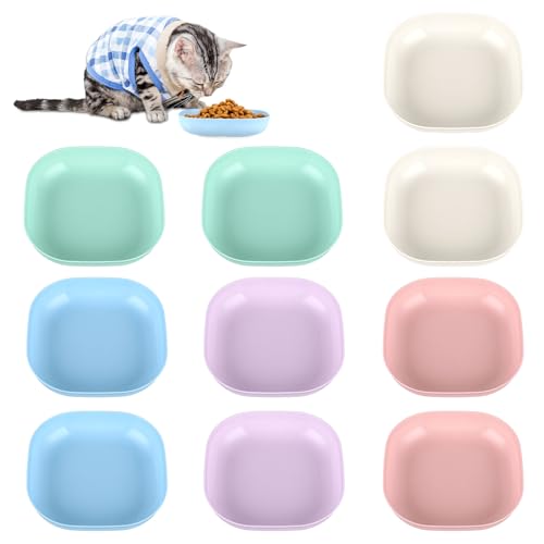 Prasacco 10 Stück Futternapf für Katzen, Futterschale Kunststoff 14.5 * 3.2cm Quadratische Futterschale Katzennäpfe Set Katze Katzenschüssel für Trockenfutter und Nassfutter Small Cat Kitten Dogs von Prasacco