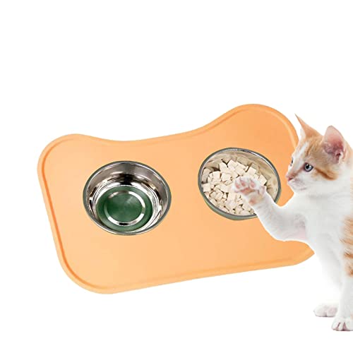 Pratvider Pet Bowl Matte, wasserdichte Silikon-Futtermatte, Haustierfuttermatte, Silikon-Haustiermatte für Lebensmittel, rutschfeste Haustiermatten, leicht zu reinigende Katzenfutterschale von Pratvider