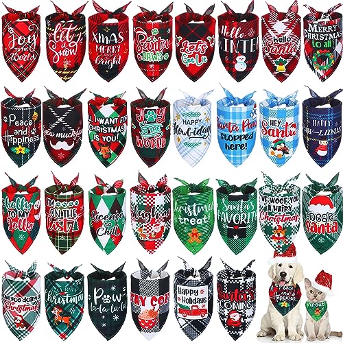 Preboun 30 Stück Weihnachten Plaid Hund Bandanas Bulk Urlaub Hund Schal Dreieck Lätzchen Verstellbar Waschbar Hund Taschentuch Xmas Hund Sabber Lätzchen Zubehör Pflege Zubehör für kleine bis von Preboun