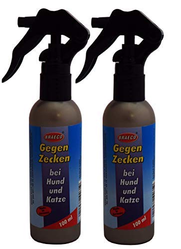 Preisjubel 2 x 100ml Braeco Gegen Zecken bei Hund und Katze, Zeckenabwehrspray, Zeckenschutz von Preisjubel