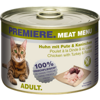 PREMIERE Meat Menu Adult Huhn mit Pute & Kaninchen 6x200 g von Premiere