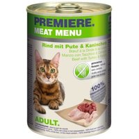 PREMIERE Meat Menu Adult Rind, Pute & Kaninchen 6x400 g von Premiere