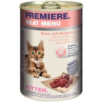 PREMIERE Meat Menu Kitten Rind & Putenherzen 6x400 g von Premiere