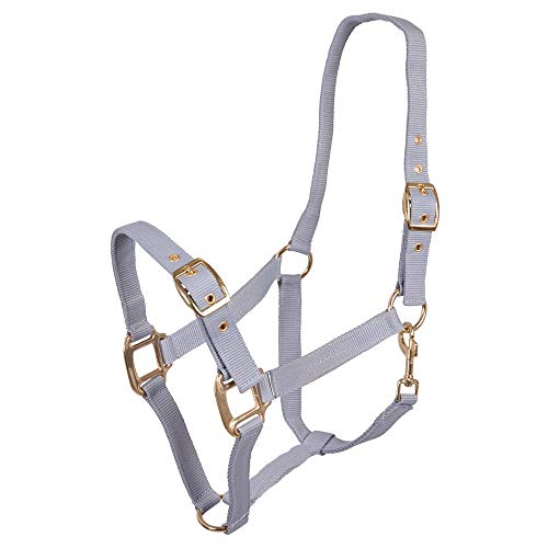 Premiere Nylon-Halfter PP 2fach verstellbar Karabiner goldfarb. Beschläge (Pony, Grau) von Premiere