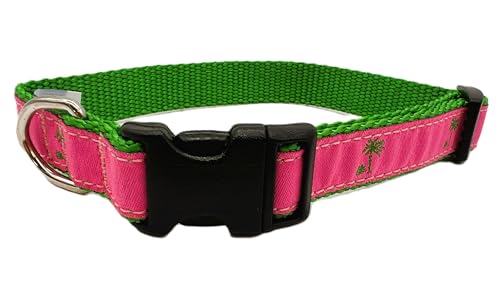 Preston Strapazierfähiges, verstellbares, adrettes Hundehalsband, lustiges Bougee-Hundehalsband in verschiedenen Größen für Hunde von XL bis X-Small. Rosa Palme (Medium 3,2 cm breit) von Preston