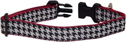 Preston Strapazierfähiges, verstellbares Hundehalsband mit Hahnentrittmuster, Schwarz und Weiß, in verschiedenen Größen für Hunde von XL bis XS (Mittleres Halsband 3,2 cm breit) von Preston