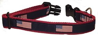 Preston Strapazierfähiges, verstellbares Hundehalsband oder Hundeleine, ideale Hundehalsbänder und Leinen in verschiedenen Größen für alle Hunde, amerikanische Flagge, mittelgroßes Halsband 3,2 cm von Preston