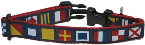 Preston Strapazierfähiges, verstellbares Hundehalsband oder Hundeleine, ideale Hundehalsbänder und Leinen in verschiedenen Größen für alle Hunde, nautische Flagge, Größe XS, 1,9 cm von Preston