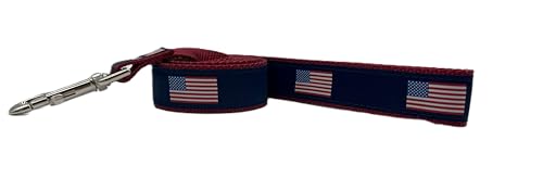 Preston Strapazierfähiges, verstellbares Hundehalsband oder Hundeleine, ideale Hundehalsbänder und Leinen in verschiedenen Größen für alle Hunde. Amerikanische Flagge (große Leine, 3,2 cm) von Preston