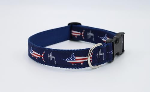 Preston Strapazierfähiges, verstellbares Hundehalsband oder Hundeleine, ideale Hundehalsbänder und Leinen in verschiedenen Größen für alle Hunde. Guy Harvey USA Marlin (großes Halsband 3,2 cm), Rot, von Preston