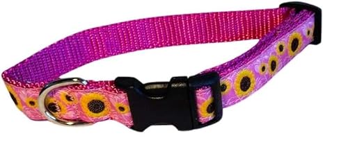 Preston Strapazierfähiges, verstellbares Sonnenblumen-Hundehalsband, bunte Sonnenblumen-Halsbänder in verschiedenen Größen für Hunde von XL bis XS (großes Halsband, 3,2 cm breit) von Preston