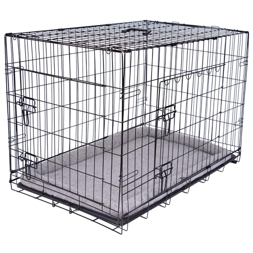 Pretty Pooch Hundekäfig Welpe Katze Haustier Trainingskäfig XXL Transportkäfig Metall faltbar mit Tablett Doppeltür und Bett (XXL - 121,9 cm) von Pretty Pooch