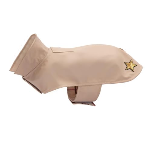 Preziosi Pet - Regenmantel für Hunde, Farbe Beige, kleine Größe 25 cm, Verstellbarer Klettverschluss, Loch für Leine. Regenbekleidung, Winddicht für Tiere von Preziosi Pet