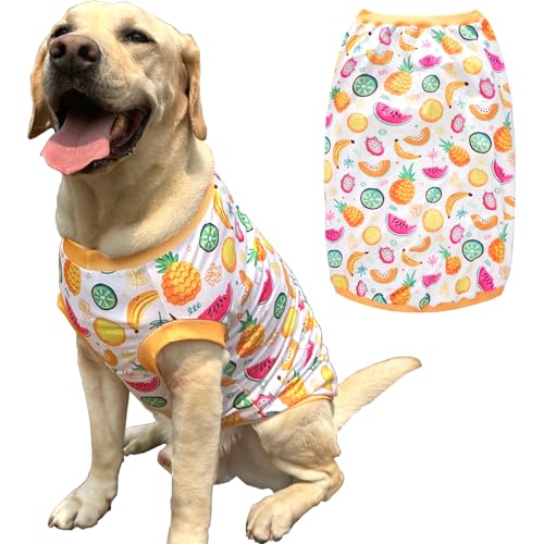 Ärmelloses Hunde-T-Shirt, gelbe Früchte, weich, dehnbar, Sommerkleidung für große Hunde, Jungen, Mädchen, Größe L, Früchte Ärmelloses Hunde-T-Shirt, gelbe Früchte, weich, dehnbar, Sommerkleidung für große Hunde, Jungen, Mädchen, Größe L, Früchte von PriPre