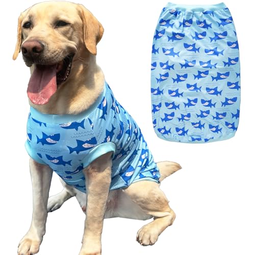 Ärmelloses Hunde-T-Shirt mit Hai-Aufdruck, weich, dehnbar, Sommerkleidung für extra große Hunde, Jungen, Mädchen, Größe XXXL, Haifisch Ärmelloses Hunde-T-Shirt mit Hai-Aufdruck, weich, dehnbar, Sommerkleidung für extra große Hunde, Jungen, Mädchen, Größe XXXL, Haifisch von PriPre