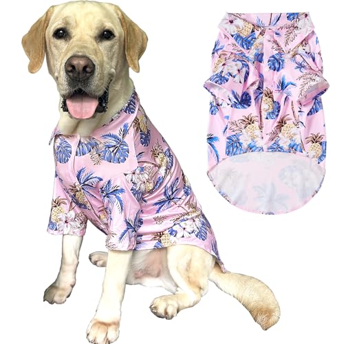 Hawaii-Hunde-Shirt, Strand-Stil, Kokosnuss-Druck, atmungsaktiv, kühles Hemd, Sommer-Hundekleidung, Größe M, L, Rosa von PriPre