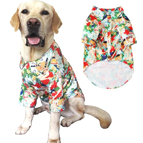 Hawaii-Shirt für Hunde, Strand, Mädchen, bedruckt, atmungsaktiv, cooler Strand-Stil, Sommer-Hundekleidung für große Hunde, Jungen und Mädchen, Größe XXL von PriPre