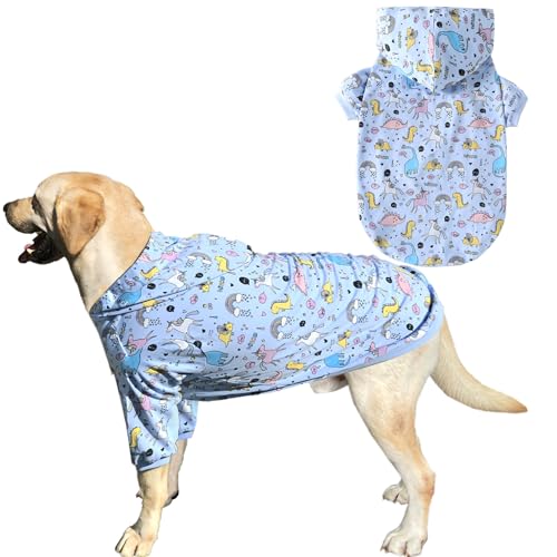 Hunde-Baumwoll-Kapuzenpullover, Hundeanzug, Sweatshirts, weich und dehnbar, Haustierkleidung, Dinosaurier, Einhorn, Kapuze für mittelgroße und große Hunde (Dino L) von PriPre