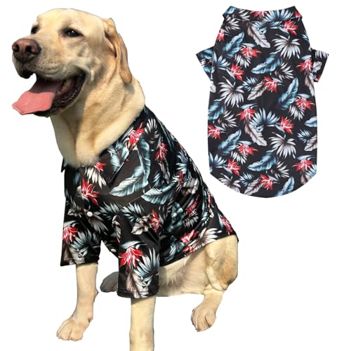 Hunde-Hawaii-Shirt, schwarzes Blattmuster, Polo-T-Shirts, atmungsaktiv, cooler Strand-Stil, Sommerkleidung für Hunde, Jungen, Mädchen, Größe XL, Schwarz Hunde-Hawaii-Shirt, schwarzes Blattmuster, Polo-T-Shirts, atmungsaktiv, cooler Strand-Stil, Sommerkleidung für Hunde, Jungen, Mädchen, Größe XL, Schwarz von PriPre