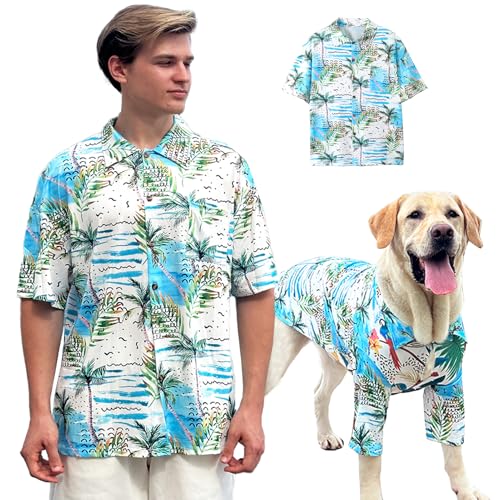 Hunde-Shirt, Hawaii, atmungsaktiv, cooler Strand-Stil, Hundekleidung für mittelgroße bis große Hunde, Besitzer und Haustier-Shirts separat erhältlich, Größe 2XL, Blau Hunde-Shirt, Hawaii, atmungsaktiv, cooler Strand-Stil, Hundekleidung für mittelgroße bis große Hunde, Besitzer und Haustier-Shirts separat erhältlich, Größe 2XL, Blau von PriPre