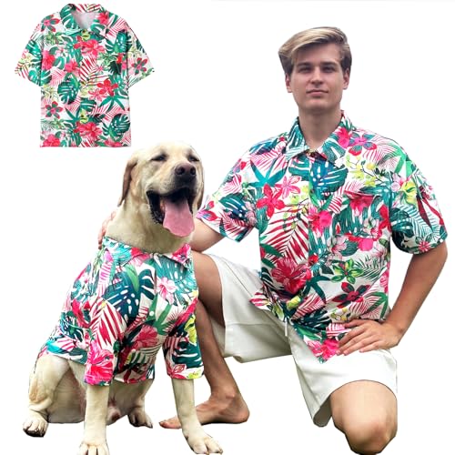 Hunde-Shirt, Hawaii, atmungsaktiv, cooler Strand-Stil, Hundekleidung für mittelgroße bis große Hunde, Besitzer und Haustier-Shirts separat erhältlich, Größe XL, Blume Hunde-Shirt, Hawaii, atmungsaktiv, cooler Strand-Stil, Hundekleidung für mittelgroße bis große Hunde, Besitzer und Haustier-Shirts separat erhältlich, Größe XL, Blume von PriPre