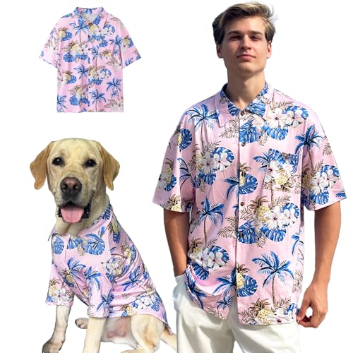Hunde-Shirt, Hawaii, atmungsaktiv, cooler Strand-Stil, Hundekleidung für mittelgroße bis große Hunde, Besitzer und Haustier-Shirts separat erhältlich, Größe XL, Rosa Hunde-Shirt, Hawaii, atmungsaktiv, cooler Strand-Stil, Hundekleidung für mittelgroße bis große Hunde, Besitzer und Haustier-Shirts separat erhältlich, Größe XL, Rosa von PriPre