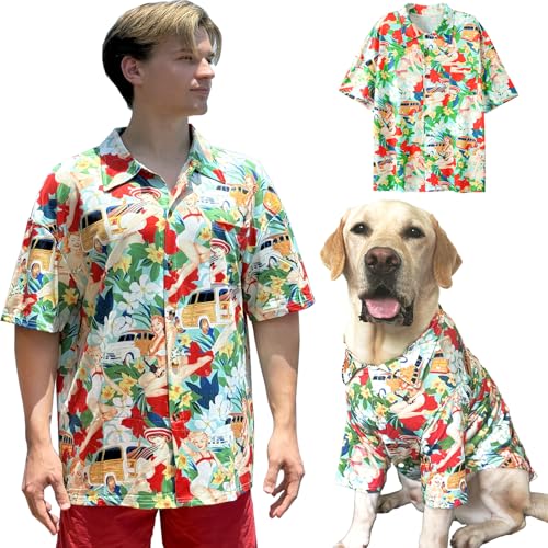 Hunde-Shirt, Hawaii, atmungsaktiv, cooler Strand-Stil, Hundekleidung für mittelgroße bis große Hunde, Besitzer und Haustier-Shirts separat erhältlich, Größe XXL, Rot Hunde-Shirt, Hawaii, atmungsaktiv, cooler Strand-Stil, Hundekleidung für mittelgroße bis große Hunde, Besitzer und Haustier-Shirts separat erhältlich, Größe XXL, Rot von PriPre