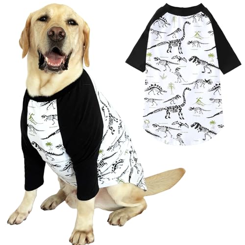 PriPre Baumwoll-T-Shirt, Hunde-Pyjama, bequemes Haustierkostüm, weiche Hundekleidung, Haustier-T-Shirt, weißer Dinosaurier für große Haustiere, Größe XL PriPre Baumwoll-T-Shirt, Hunde-Pyjama, bequemes Haustierkostüm, weiche Hundekleidung, Haustier-T-Shirt, weißer Dinosaurier für große Haustiere, Größe XL von PriPre