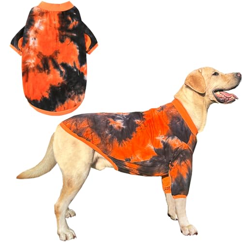 PriPre Hunde-T-Shirt, Baumwolle, bunt, Schwarz / Orange, weich und dehnbar, für extra große Hunde (3XL, Schwarz) von PriPre