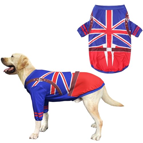 PriPre Hunde-T-Shirt, Uniform-Muster, bedruckt, Sportshirt, weicher Schlafanzug für große Hunde, weicher Schlafanzug für große Hunde, Größe L, Uniform, Marineblau von PriPre