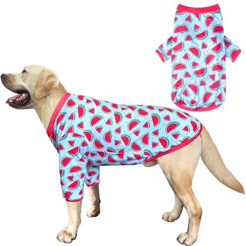 PriPre Hunde-T-Shirt, Wassermelonenmuster, bedruckt, weicher Schlafanzug für kleine Hunde (3XL, Wassermelone) von PriPre