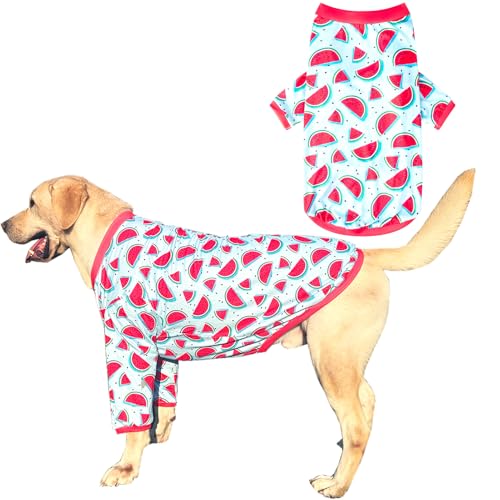 PriPre Hunde-T-Shirt, Wassermelonenmuster, bedruckt, weicher Schlafanzug für kleine Hunde (3XL, Wassermelone) von PriPre