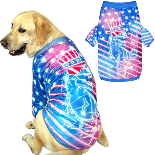 PriPre Hunde-T-Shirts mit amerikanischem Dinosaurier-Muster, bedrucktes Haustier-Shirt, weicher Schlafanzug für große Hunde, Dinosaurier, Größe XXL PriPre Hunde-T-Shirts mit amerikanischem Dinosaurier-Muster, bedrucktes Haustier-Shirt, weicher Schlafanzug für große Hunde, Dinosaurier, Größe XXL von PriPre