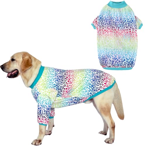 Pripre Hunde-Sweatshirt mit Rundhalsausschnitt, buntes Leopardenmuster, für große Hunde, Leopardenmuster, Größe L, Grün Pripre Hunde-Sweatshirt mit Rundhalsausschnitt, buntes Leopardenmuster, für große Hunde, Leopardenmuster, Größe L, Grün von PriPre