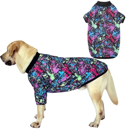Pripre Sweatshirt für Hunde, Rundhalsausschnitt, bunt, Graffiti-Druck, Hemd, Pyjama für große Hunde, Schwarz, Größe 3XL Pripre Sweatshirt für Hunde, Rundhalsausschnitt, bunt, Graffiti-Druck, Hemd, Pyjama für große Hunde, Schwarz, Größe 3XL von PriPre