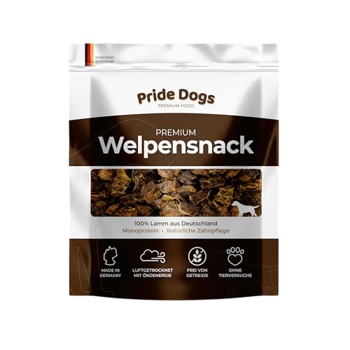 PrideDogs Welpenhappen - Der Premium Kausnack für Ihren Welpen - 100% Lamm Deutscher Herstellung - im geruchsneutralen Beutel - Kauartikel Hund von PrideDogs