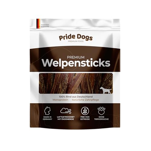 PrideDogs Welpensticks - natürlicher Kauknochen für kleine Hunde und Welpen - 100% Rindfleisch aus Deutscher Herstellung - getreidefreies Leckerli - natürliche Zahnpflege von PrideDogs